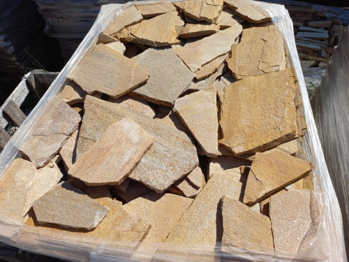 Плитняк златолит жёлтый золотистый для отмостки купить в Тульской области